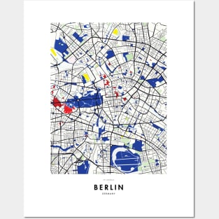 Berlin (Germany) Map x Piet Mondrian Posters and Art